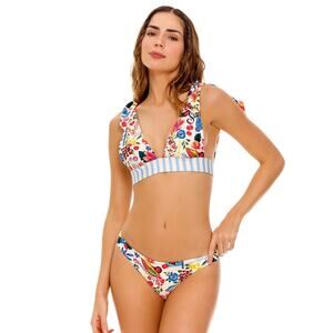 Agua Bendita Bikini Set Laurie Citrus Top and Ilu Bottom Size M NWT